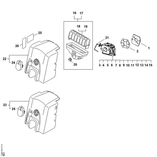 STIHL 1123-120-0606 Vergaser C1Q-S84H positie 7 technische tekening