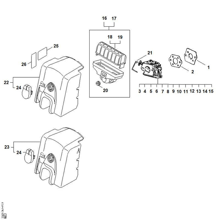 STIHL 1123-120-0606 Vergaser C1Q-S84H positie 7 technische tekening
