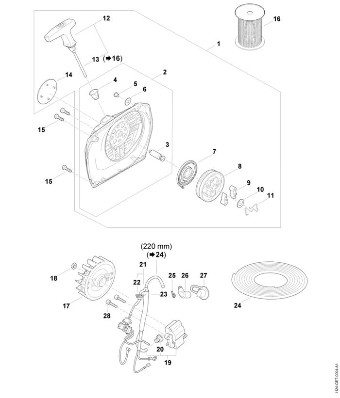 STIHL 1124-400-1314 Zündmodul positie 19 technische tekening