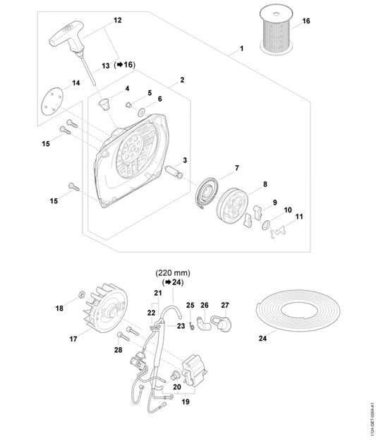 STIHL 1124-967-1503 Typenschild MS 881 positie 14 technische tekening