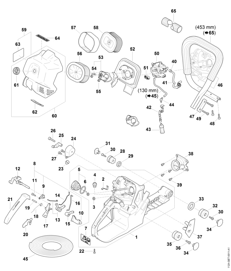 STIHL 1124-123-7503 Tülle positie 37 technische tekening