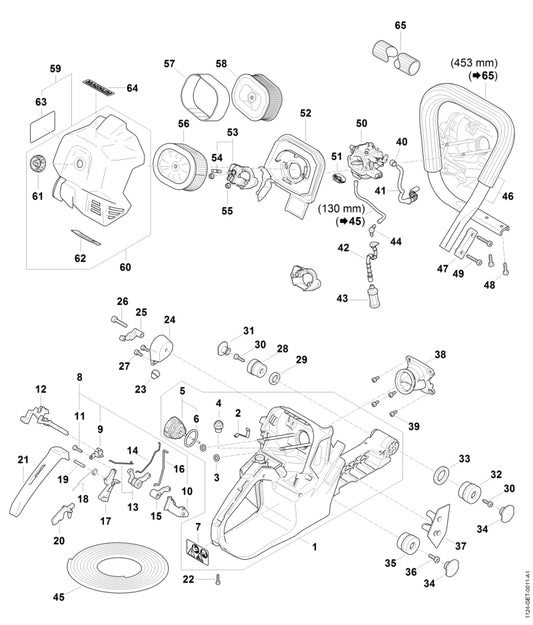 STIHL 1124-141-0900 Filterboden positie 52 technische tekening