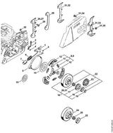 STIHL 1142-664-0500 Krallenanschlag positie 32 technische tekening
