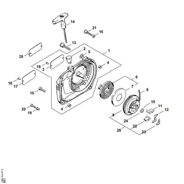 STIHL 1125-195-0401 Seilrolle positie 8 technische tekening