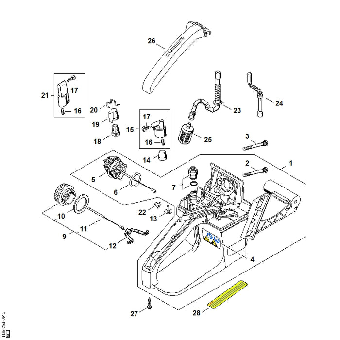 STIHL 4114-353-1600 Ventil positie 22 technische tekening