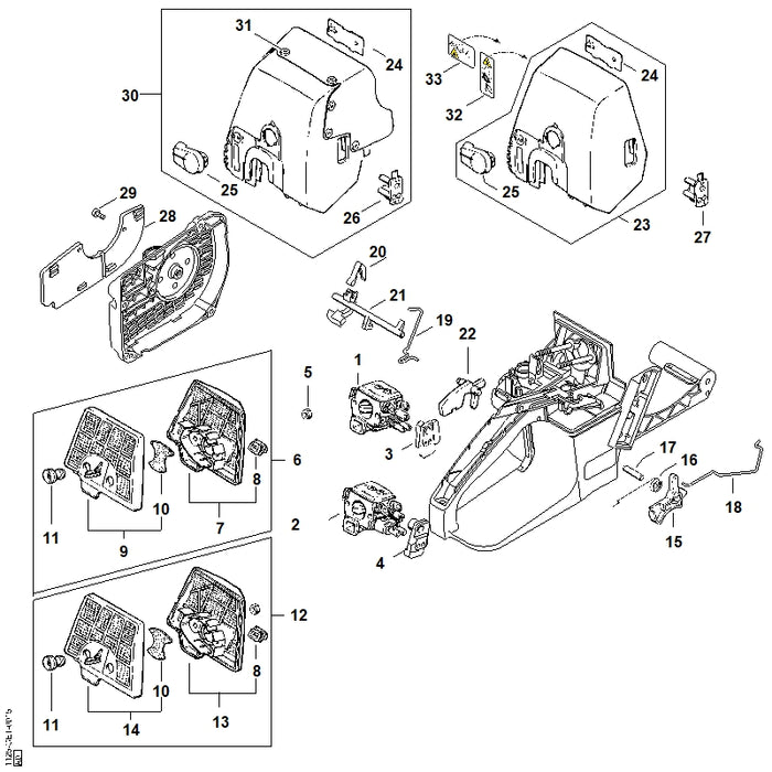 STIHL 1125-120-0615 Vergaser C3A-S39C positie 2 technische tekening