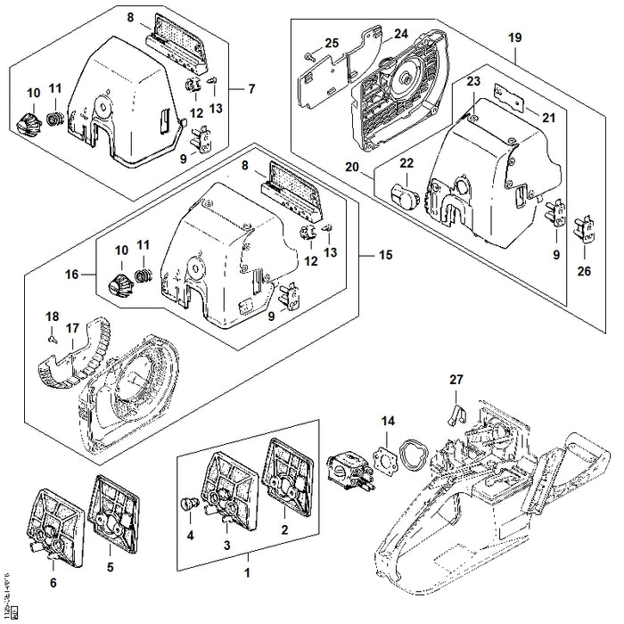 STIHL 1125-120-1501 Vorfilter positie 8 technische tekening