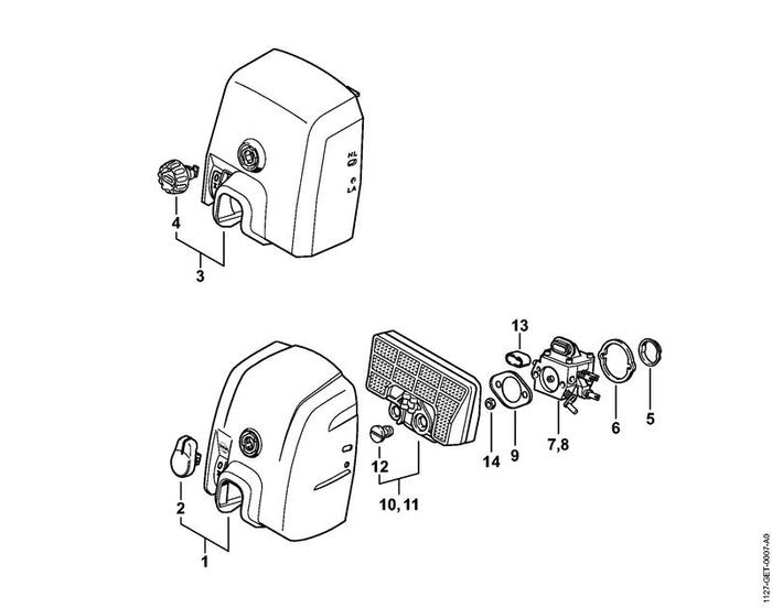 STIHL 1124-141-8300 Schlitzmutter positie 12 technische tekening