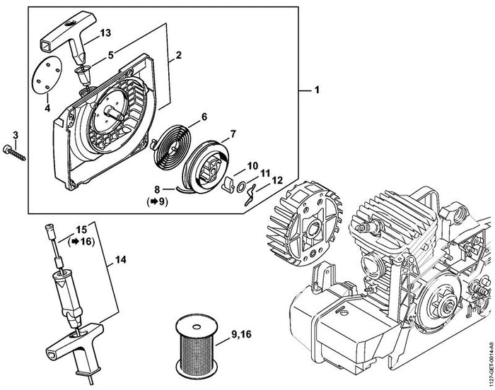 STIHL 1127-967-1501 Typenschild MS 290 positie 4 technische tekening
