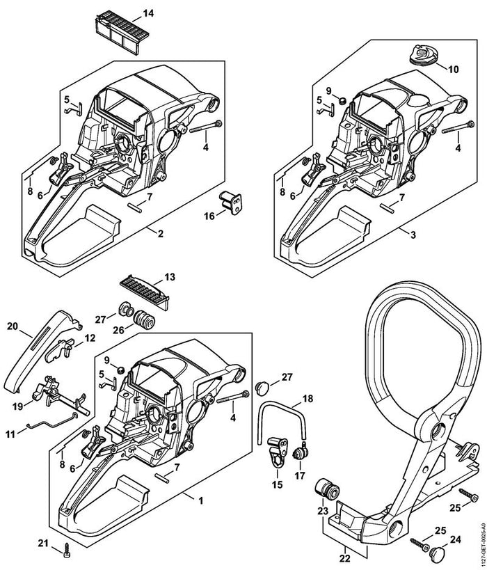 STIHL 1127-790-1700 Griffrohr positie 22 technische tekening
