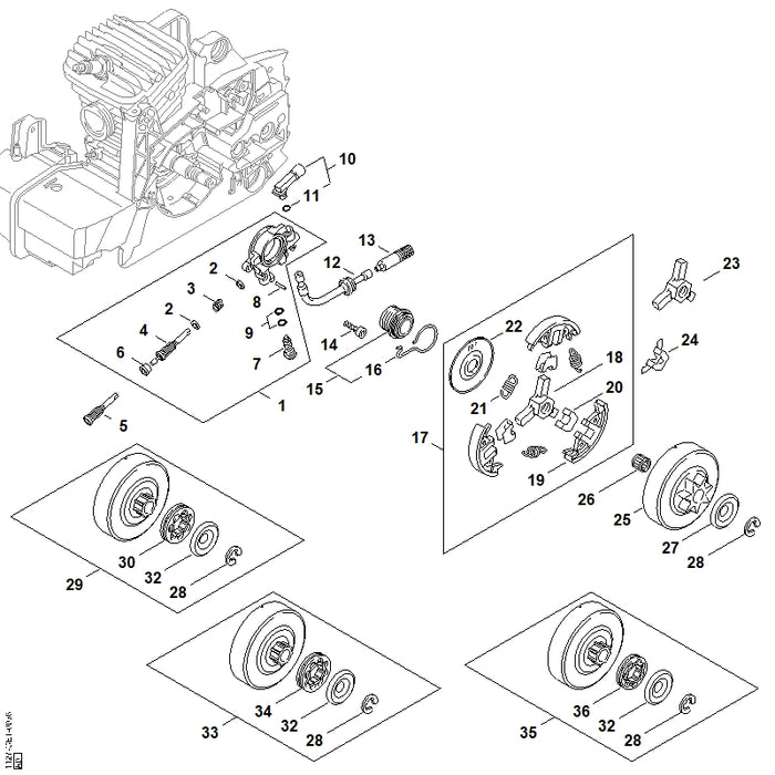 STIHL 1125-640-2008 Kettenrad 0.325" 8Z positie 25 technische tekening