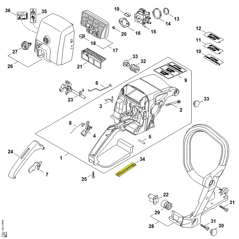 STIHL 1127-120-0604 Vergaser HD-18D positie 15 technische tekening