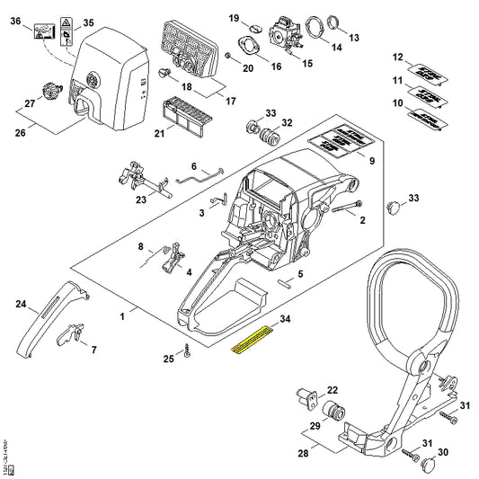 STIHL 1127-120-0604 Vergaser HD-18D positie 15 technische tekening