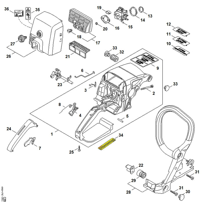 STIHL 1127-120-0604 Vergaser HD-18D positie 15 technische tekening