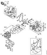 STIHL 1129-020-1206 Zylinder mit Kolben Ø 40 mm positie 21 technische tekening