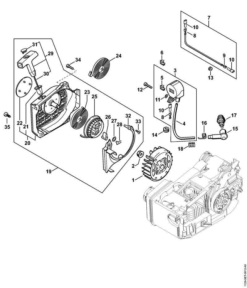 STIHL 1129-967-1503 Typenschild MS 200 T positie 22 technische tekening