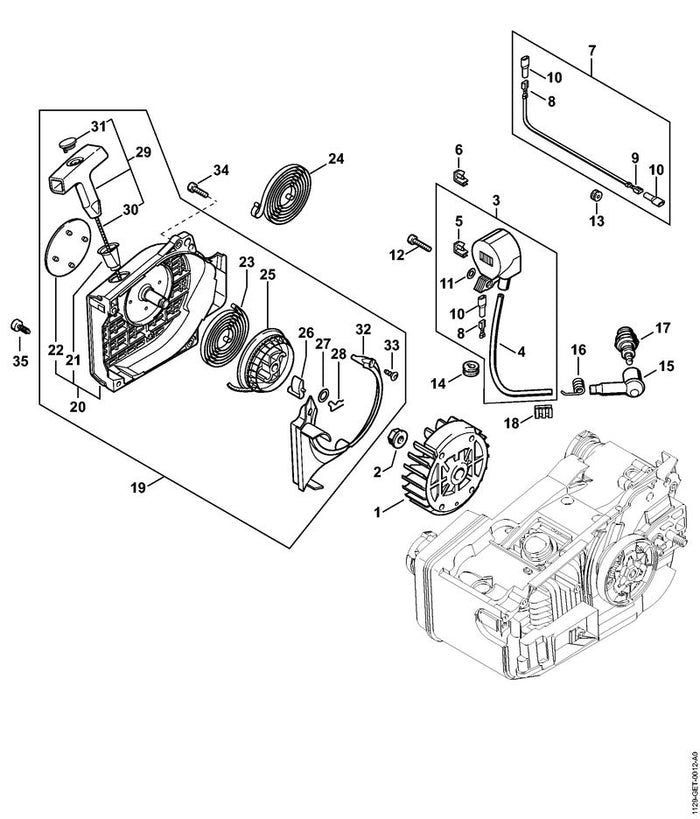 STIHL 1129-967-1503 Typenschild MS 200 T positie 22 technische tekening