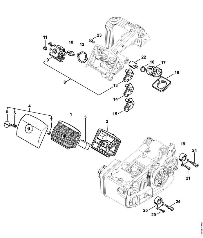 STIHL 1129-120-0653 Vergaser C1Q-S126D positie 8 technische tekening