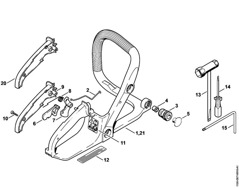 STIHL 1130-791-0600 Griffschale positie 20 technische tekening