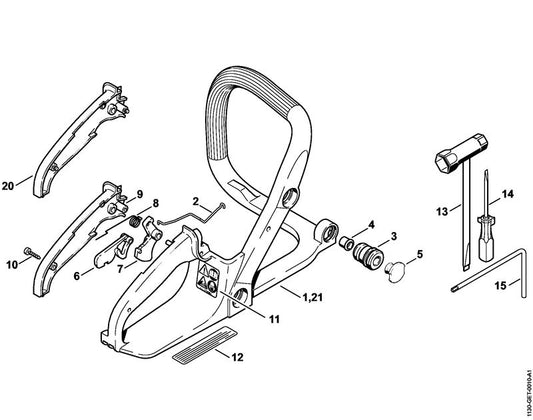 STIHL 1130-791-0600 Griffschale positie 20 technische tekening