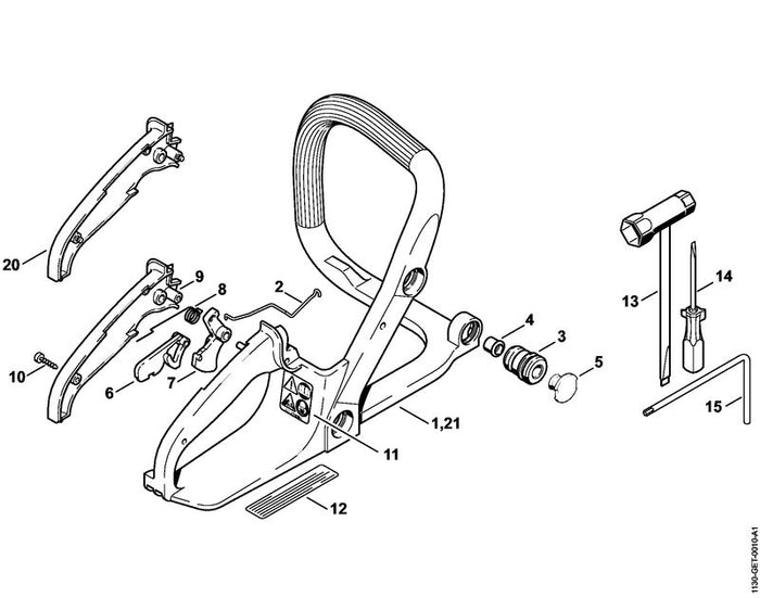 STIHL 1130-791-0600 Griffschale positie 20 technische tekening