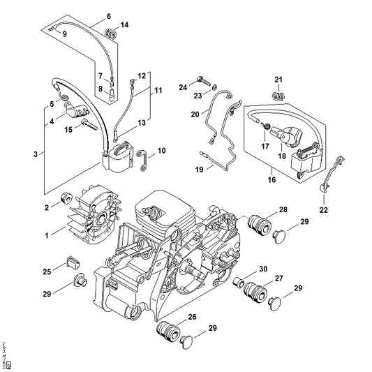 STIHL 1130-440-1102 Kurzschließleitung positie 19 technische tekening