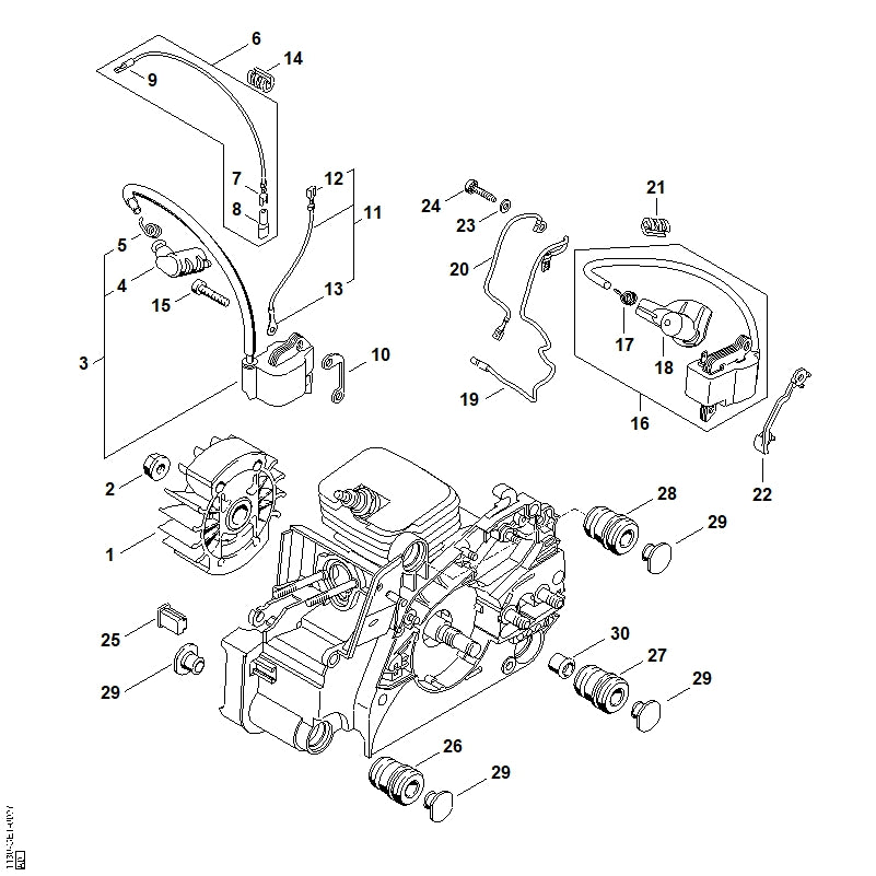 STIHL 1130-440-1101 Kurzschließleitung positie 6 technische tekening