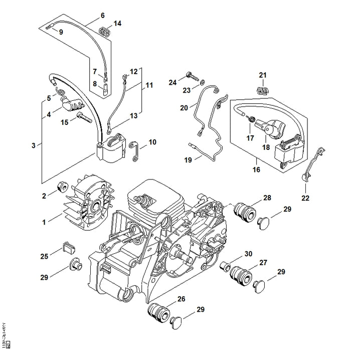 STIHL 1130-405-8000 Isolierstück positie 10 technische tekening