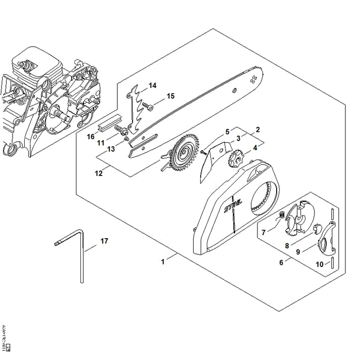 STIHL 0812-370-1000 Schraubendreher T27x120x70 positie 17 technische tekening