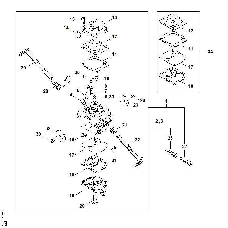STIHL 4137-121-5601 Festdüse 0.42 positie 33 technische tekening
