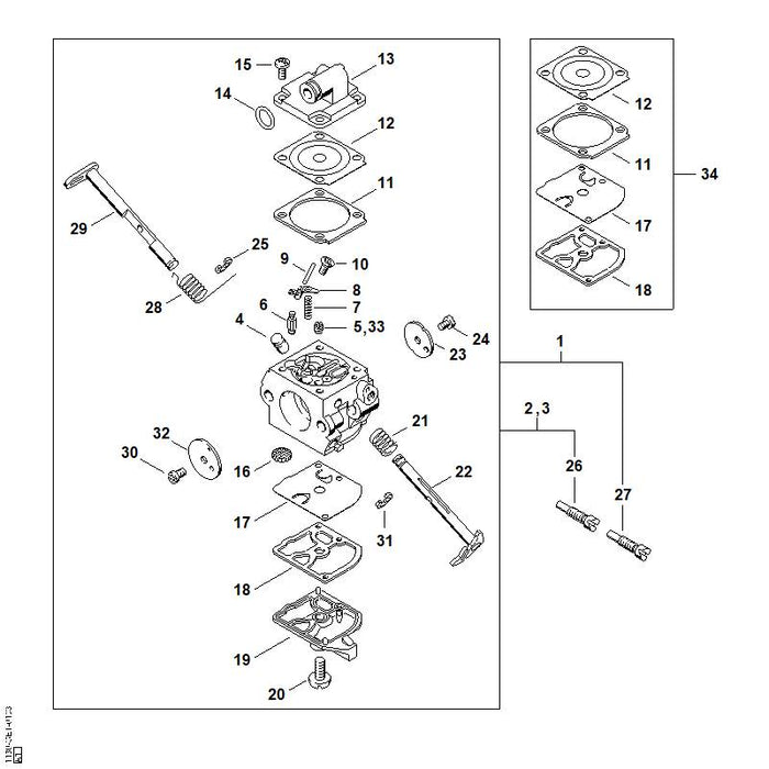 STIHL 1125-122-9001 Sicherungsscheibe positie 24 technische tekening