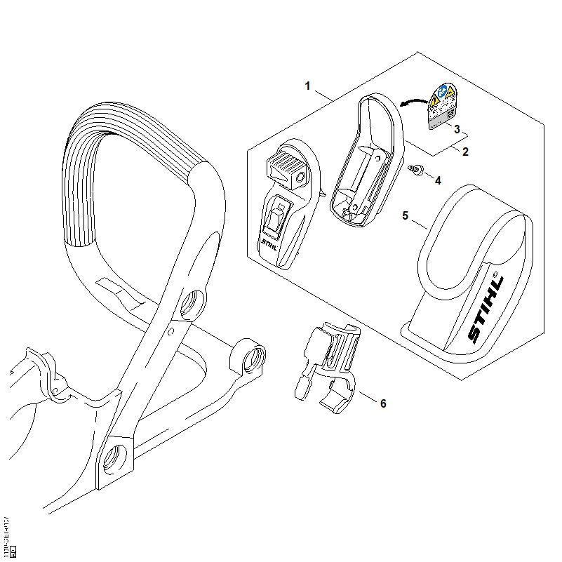 STIHL 0000-491-0100 Tasche positie 5 technische tekening