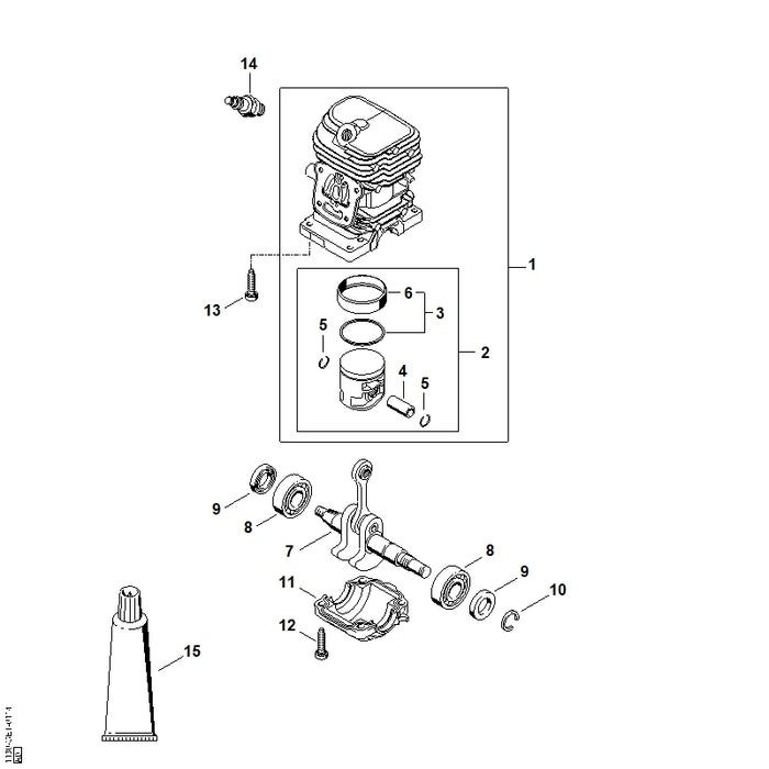 STIHL 1130-030-0408 Kurbelwelle positie 7 technische tekening