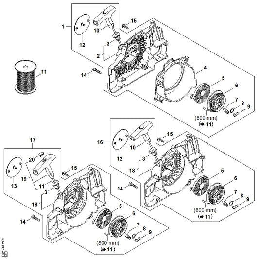 STIHL 1130-967-1505 Typenschild MS 180 positie 12 technische tekening