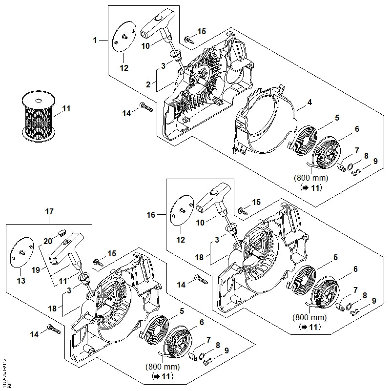 STIHL 1130-967-1506 Typenschild MS 180 C positie 13 technische tekening