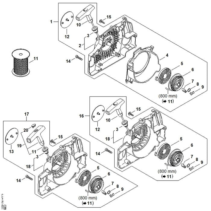 STIHL 1130-967-1506 Typenschild MS 180 C positie 13 technische tekening