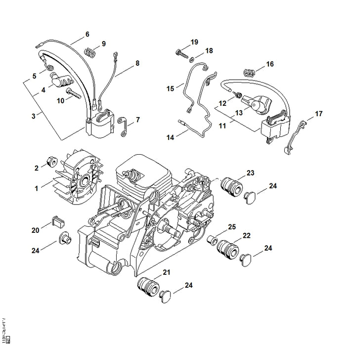 STIHL 1130-400-1310 Zündmodul positie 11 technische tekening