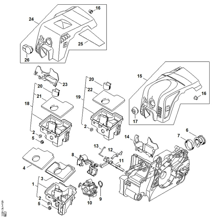 STIHL 1130-124-3204 Luftleitplatte positie 14 technische tekening