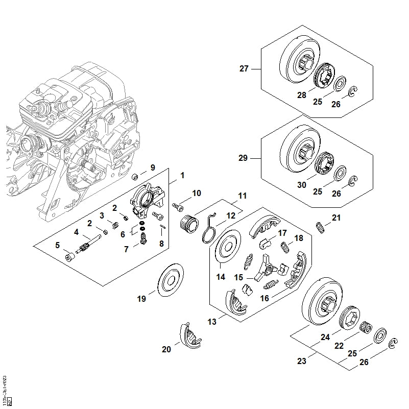 STIHL 1135-640-3200 Ölpumpe positie 1 technische tekening