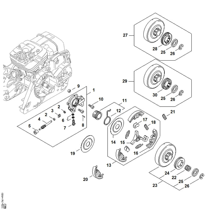 STIHL 1135-640-3200 Ölpumpe positie 1 technische tekening