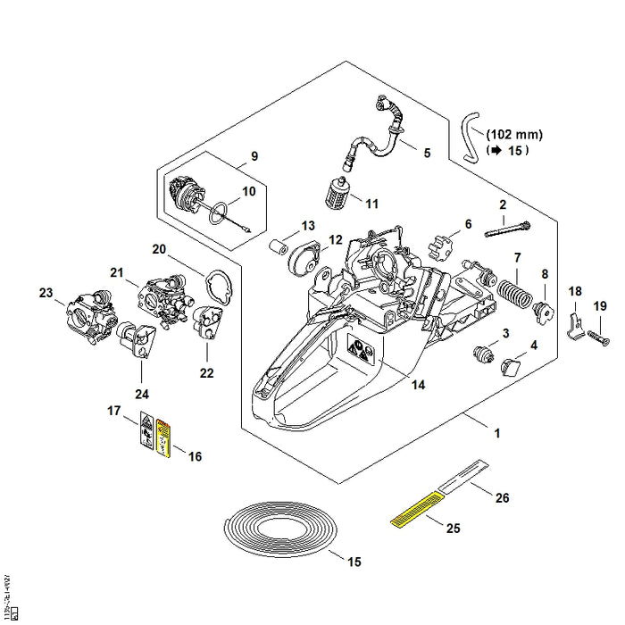 STIHL 1135-120-0601 Vergaser HD-34C positie 23 technische tekening