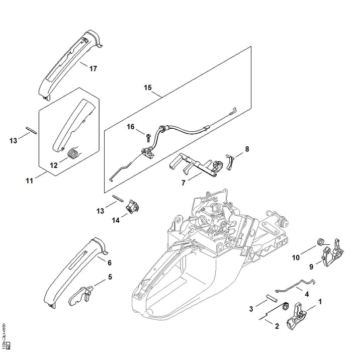 STIHL 1135-160-2500 Bremszug positie 15 technische tekening