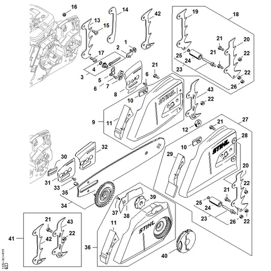 STIHL 1135-640-1703 Kettenraddeckel positie 9 technische tekening