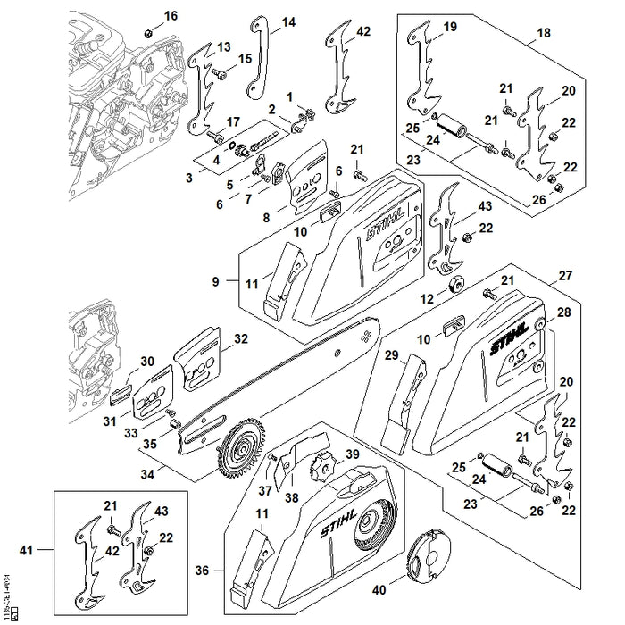 STIHL 1135-640-1703 Kettenraddeckel positie 9 technische tekening
