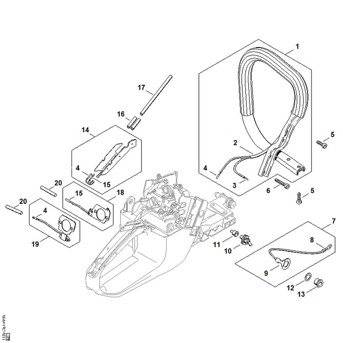 STIHL 1135-790-1700 Griffrohr positie 1 technische tekening