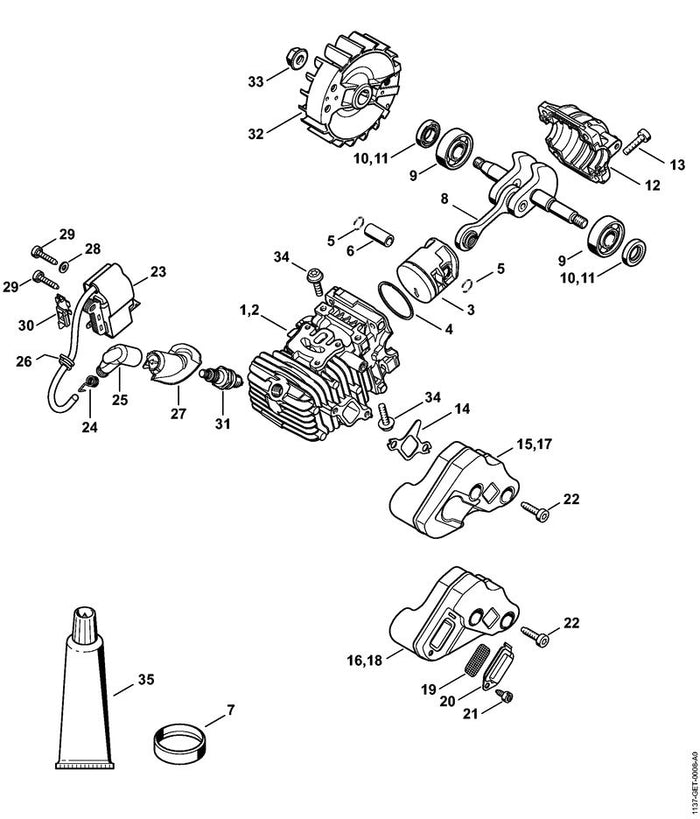 STIHL 1137-448-1205 Kabelhalter positie 30 technische tekening