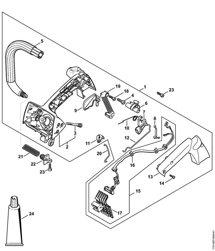 STIHL 1129-180-4000 Doppelhebel positie 11 technische tekening