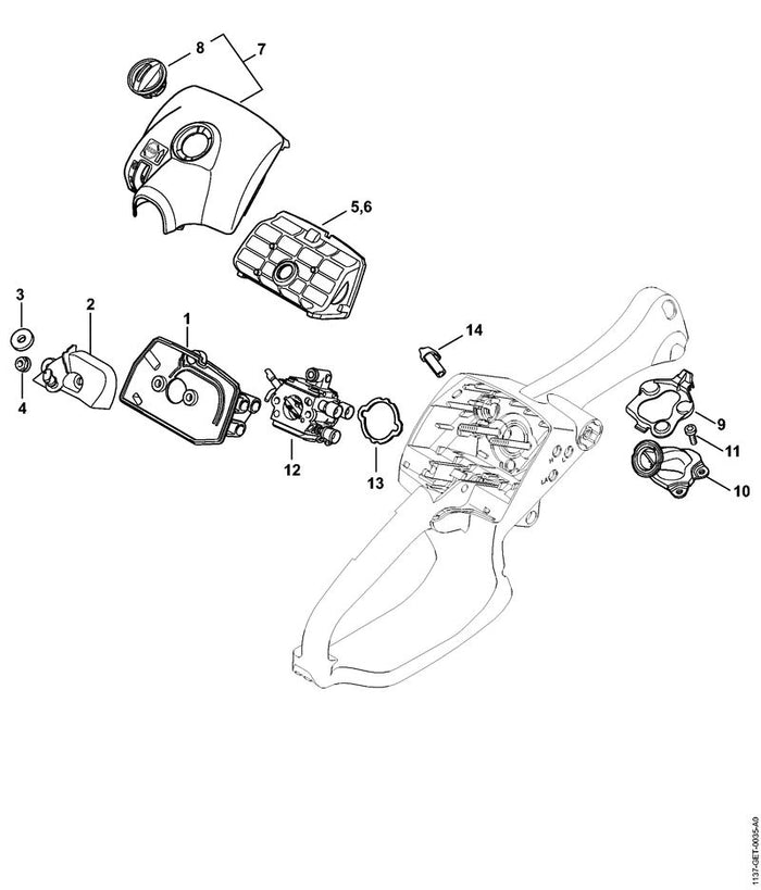 STIHL 1137-120-1606 Luftfilter positie 5 technische tekening