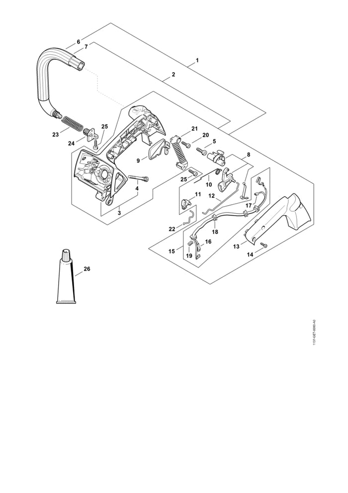 STIHL 1137-448-1200 Kabelhalter positie 19 technische tekening