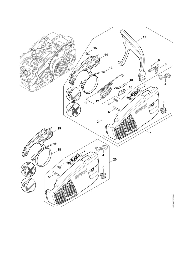 STIHL 0000-967-7258 Warnhinweis Piktogramm MS positie 7 technische tekening